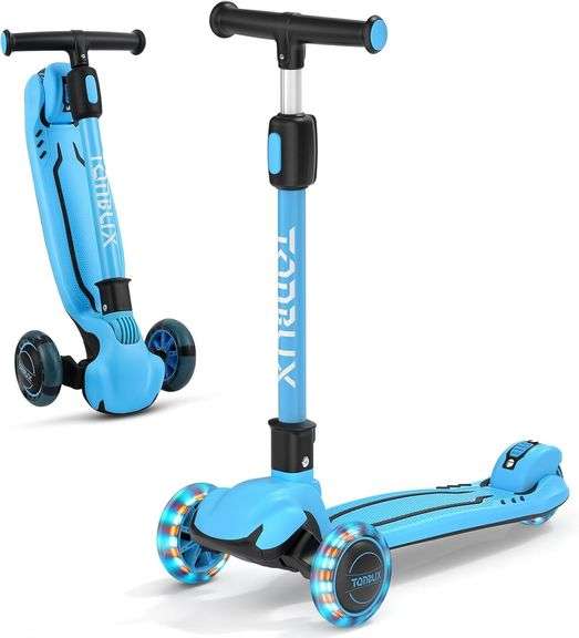 TONBUX Kids Scooter, Light Up 3 Wheel Kick Scooters for Kids 3-5, Folding Scooters for Kids 8-12 with Adjustable Height -Toddler Scooter Lean-to-Steer & Widen Anti-Slip Deck image