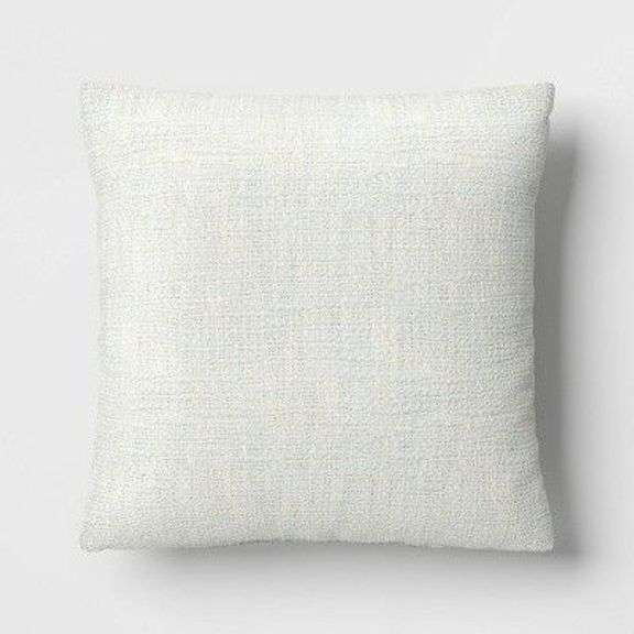 Textured Throw Pillow, Light Blue and White image