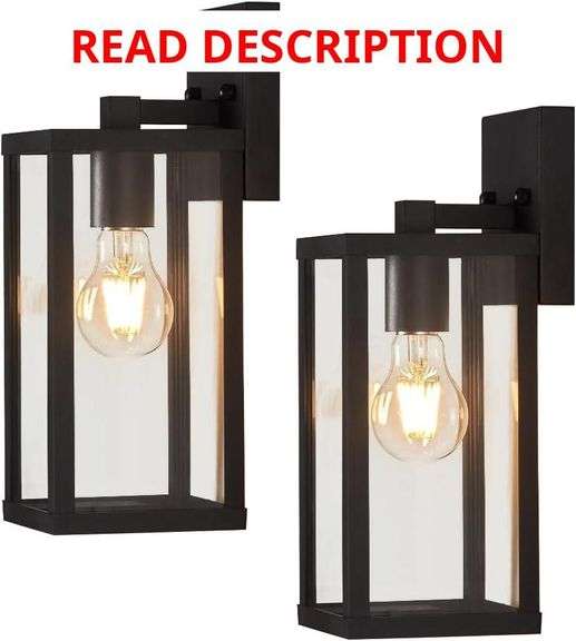 Outdoor Wall Light Fixtures, Matte Black, 2 Pack