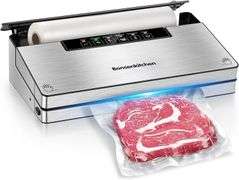 Bonsenkitchen Vacuum Sealer Machine, Stainless Steel Food Sealer with 8-in-1 System, 6 Modes, Built-in Cutter & Bag Storage, Complete Starter Kit, Bright Silver