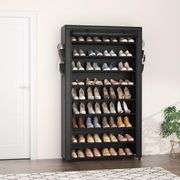 Shoe Rack with Covers - 10 Tiers Tall Shoe Rack Organizer Large Capacity Shoe Shelf Storage 40 Pairs Space Saving Vertical Shoe Storage Organizer for Closet, Entryway, Dorm, Bedroom