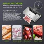 Bonsenkitchen Vacuum Sealer Machine, Stainless Steel Food Sealer with 8-in-1 System, 6 Modes, Built-in Cutter & Bag Storage, Complete Starter Kit, Bright Silver