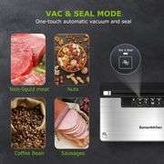 Bonsenkitchen Vacuum Sealer Machine, Stainless Steel Food Sealer with 8-in-1 System, 6 Modes, Built-in Cutter & Bag Storage, Complete Starter Kit, Bright Silver