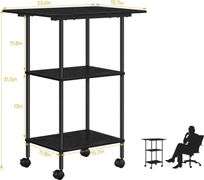 Black Modern Printer Stand with Storage 3 Tier Rolling Cart, Large Printer Table for Home Office, Multi-Level Storage, Compatible with Printers, Scanners, Office Supplies