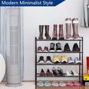 REGILLER 4-Tier Stackable Shoe Rack, Expandable & Adjustable Shoe Organizer Storage Shelf, High Capacity, Wire Grid, Black