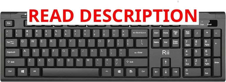 Rii RK907 Ultra-Slim Compact USB Wired Keyboard for Mac and PC,Windows 10/8 / 7 / Vista/XP (Black) (1PCS) image