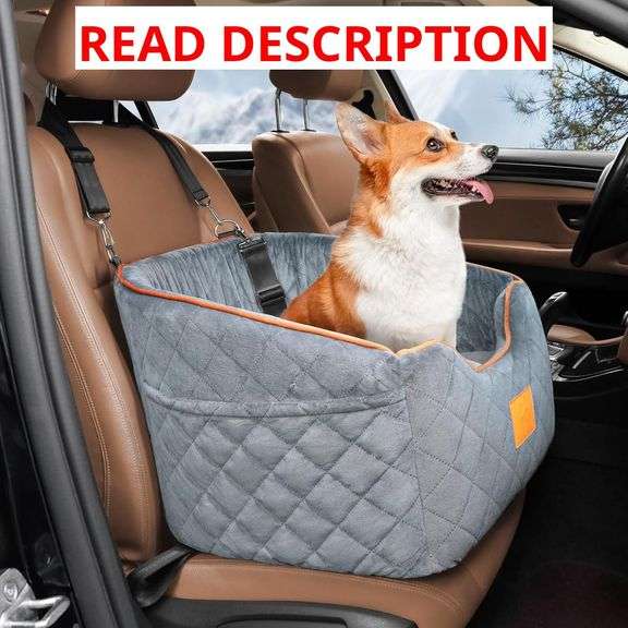 Dog Car Seat for Small Dogs, Memory Foam Booster Dog Seat for Dogs up to 35 lbs, Elevated Pet Car Seat with Washable Removable Cover, Storage Pockets (Gray)