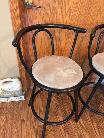 Set of Two 32” Black Metal Counter Height Bar Stools