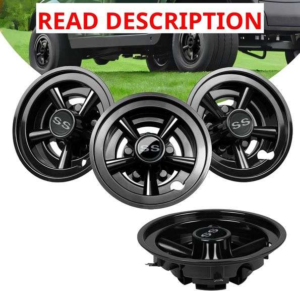 Golf Cart SS Wheel Covers Hub Caps for EZGO, Club Car, Yamaha - 8 Inch Snap-on Installation, Set of 4 image
