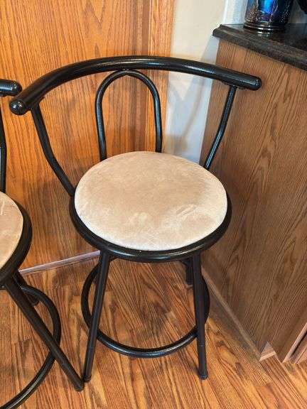 Set of Two 32” Black Metal Counter Height Bar Stools