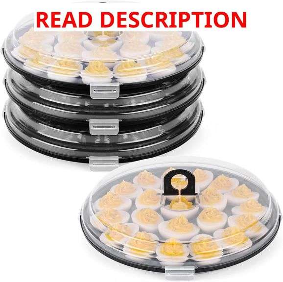 HANSGO Deviled Egg Containers with Lid, 3PCS Deviled Egg Platter Carrier Holder Trays with 66 Slots for Party and Home Kitchen, Black image