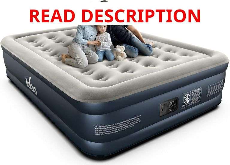 iDOO Queen Air Mattress with Built in Pump, 18 Raised Comfort Blow up Mattress, Upgraded Four Chamber Airbed, Inflatable Mattress for Guests and Home, colchon inflable, Air Bed, 650 lbs Max image
