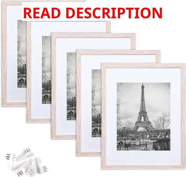 upsimples 11x14 Picture Frame Set of 5,Display Pictures 8x10 with Mat or 11x14 Without Mat,Wall Gallery Photo Frames,Rustic Pink image