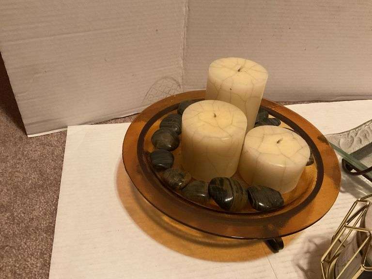 Assorted Home Decor Lot - Candles, Glass, & More