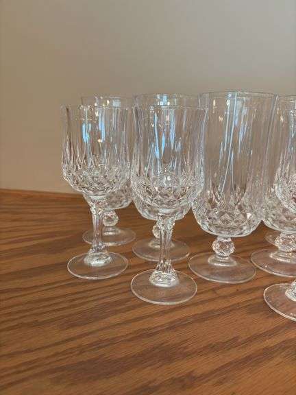 Set of 12 Crystal Footed Glasses