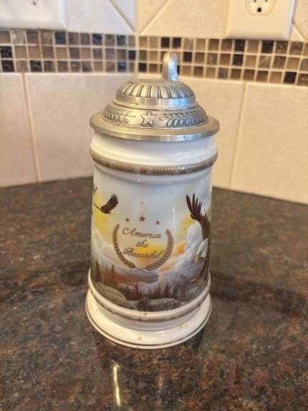 Collectible "America the Beautiful" Beer Stein with Eagle Design