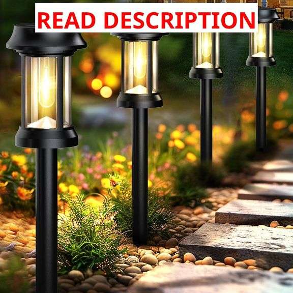 Solar Pathway Lights, 8 Pack Glass Solar Lights Outdoor, Solar Stake Lights Landscape Lighting for Outside Path Walkway Driveway Sidewalk Lawn Yard Garden Decor image