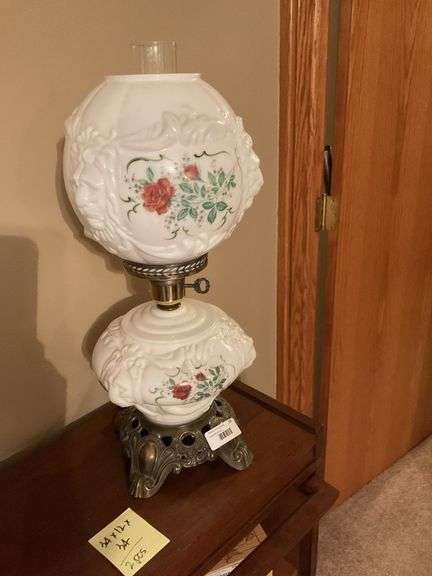 Floral Milk Glass Lamp