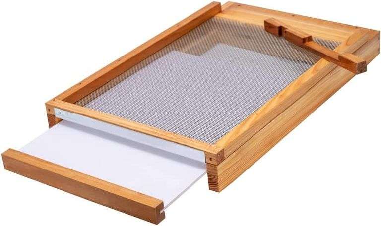 Beehive Screened Bottom Board Dipped in 100% Beeswax,Langstroth 10 Frame Bee Hive Base with Entrance Reducer image