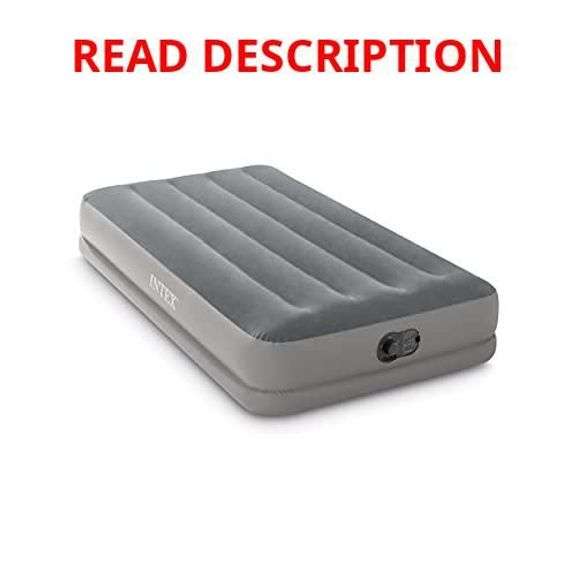 INTEX 64112E Dura-Beam Standard Prestige Air Mattress: Fiber-Tech Twin Size Built-in USB Electric Pump 12in Bed Height 300lb Weight Capacity image