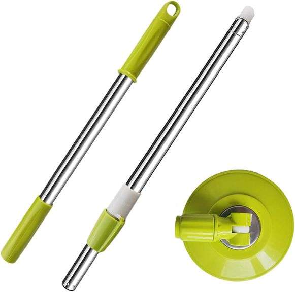 Spin Mop Replacement Mop Handle, 49-inch 360 Degrees Rotating Telescopic Replacement Mop Stick with Reinforced Plastic Disc for Spin Mop Bucket Cleaning System (Plastic Disc, Green) image