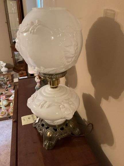 Floral Milk Glass Lamp