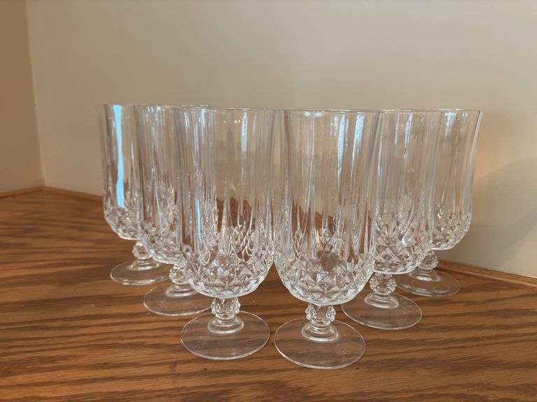 Set of 12 Crystal Footed Glasses
