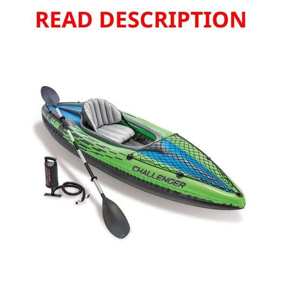Intex Challenger K1 Inflatable Single Person Kayak Set and Accessory Kit w/ Pump image