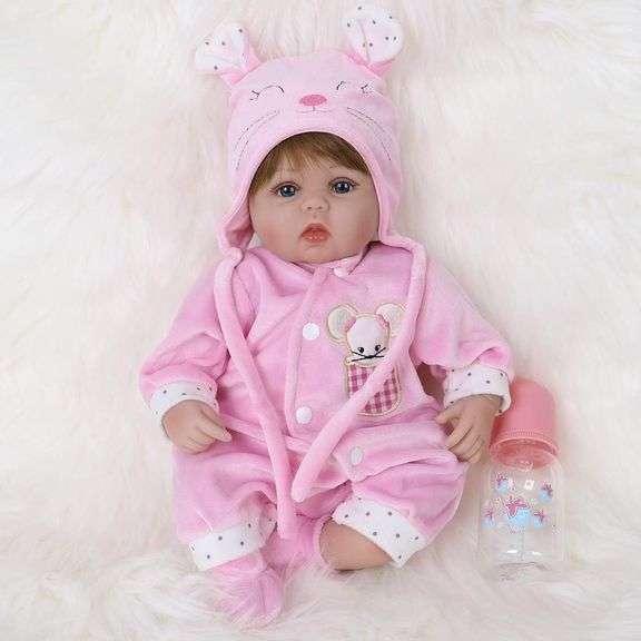 ENADOLL Reborn Baby Doll Realistic Silicone Vinyl Pink Mouse Baby 16 inch Weighted Soft Body Lifelike Doll Gift Set for Ages 3+(Pink Mouse) image