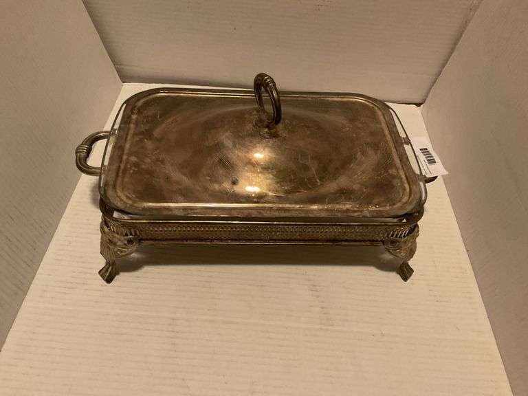 Silver Plated Glass Casserole Dish with Lid