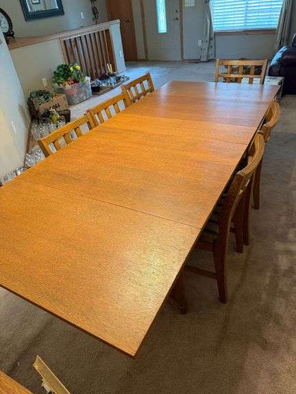 Oak Dining Table with Six Chairs