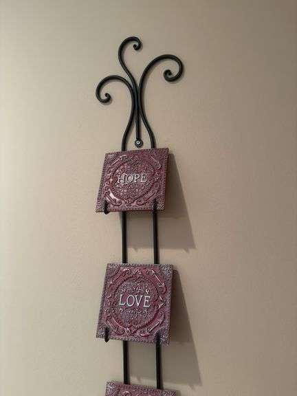 Decorative Metal Scroll "Hope, Love, Peace" Wall Hanging
