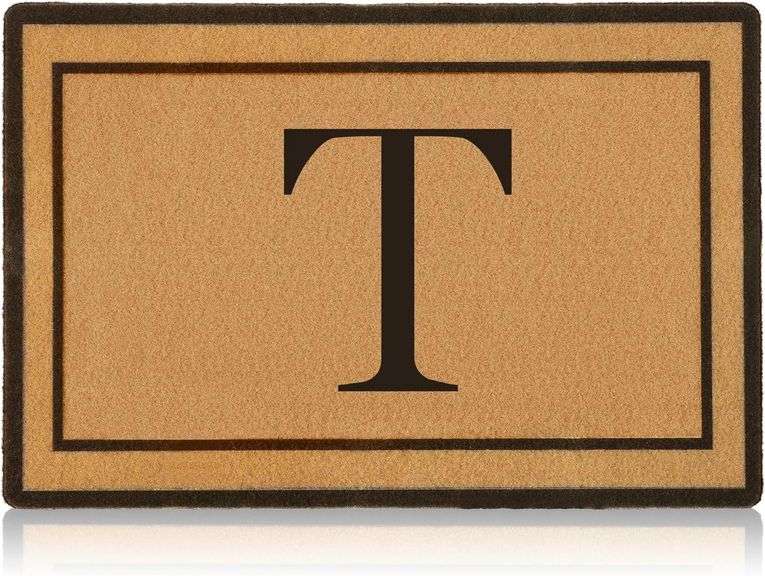 STINI Coco Coir Door Mats - 24" X 35" Personalized Welcome Door Matt Outdoor Entrance Home, Customizable Door Mat Outside Entrance Front Doormat, Monogram T Back Doormat Outdoor All Weather Floor Mat image