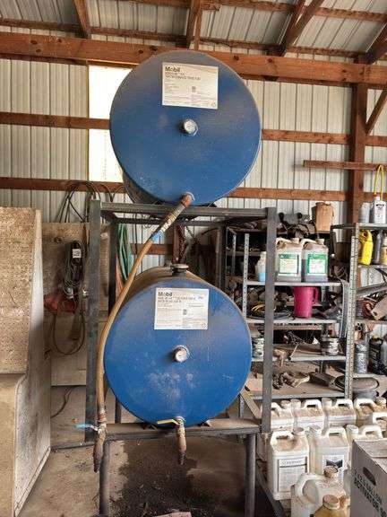 Mobil Oil Storage Tanks (30 gallon) on stands (See Description) image