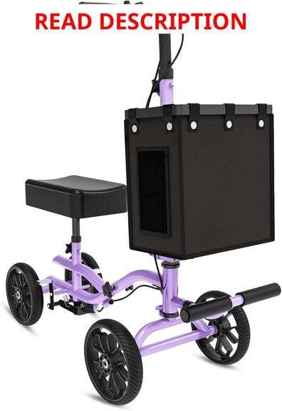 Lightweight Knee Scooter,Foldable & Adjustable Knee Scooter for Adults for Foot Surgery,Steerable Knee Walker with Detachable Basket,Includes DIY Stickers, Crutch Alternative-Cream Purple image