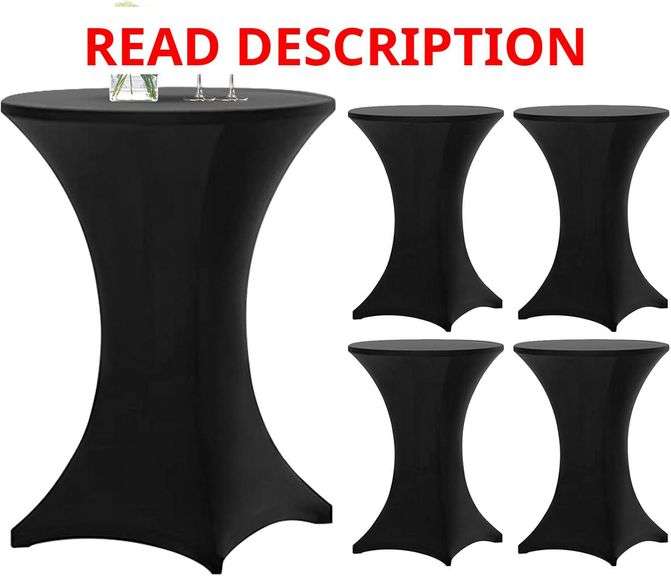 4 Pack Cocktail Table Covers Stretch Spandex Tablecloth 32""x43"" Cocktail Table Cover, Cocktail Round Tablecloth Table Cover for Wedding Banquet Cocktail Party(purple) image