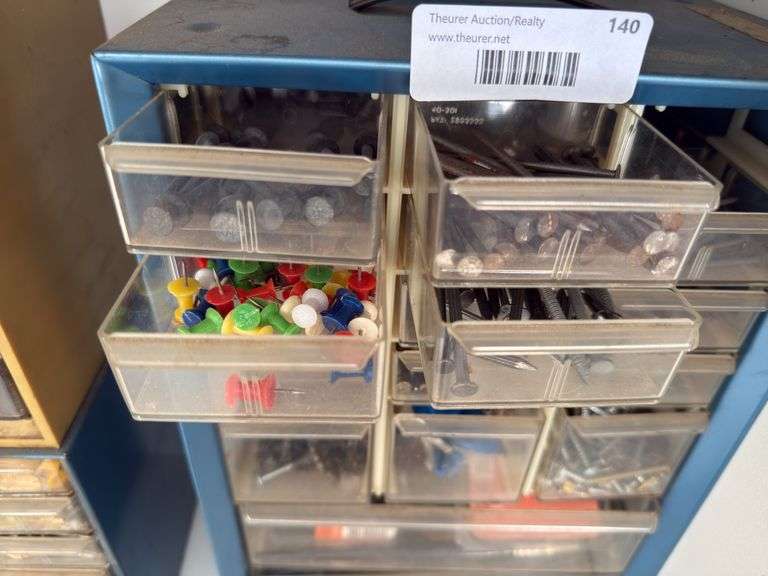 Small Parts Storage Cabinet with Contents