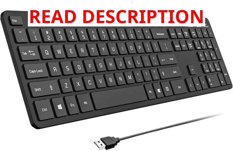 Wired USB Keyboard, Comfortable Quiet Chocolate Keys, Durable Ultra-Slim Wired Computer Keyboard(QWERTY) for PC, Windows 11/10/8/7/XP/Vista KB1430 - Black image