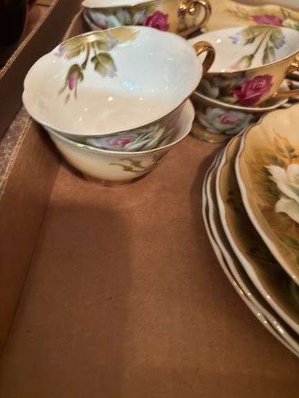 Lefton China Hand Painted Floral Teacup and Saucer Set