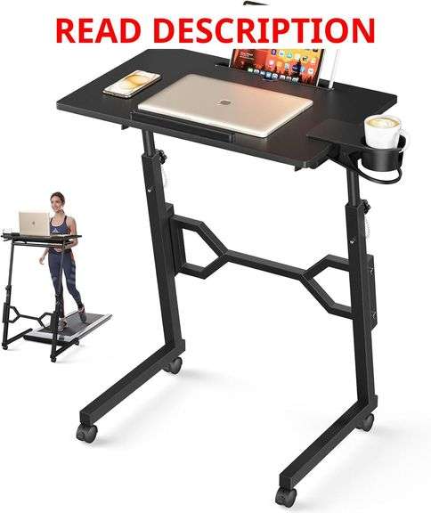 Small Standing Desk with Wheels, Portable Treadmill Desk, Rolling Desk Adjustable Height for Laptop, Mobile Standing Table for Walking Pad, Bedside Table image
