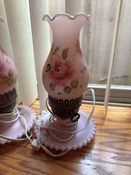 Pair of Pink Floral Table Lamps