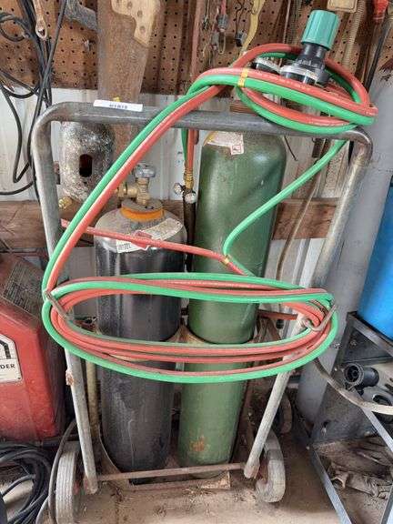 Oxy-Acetylene Welding Cart with Tanks and Hoses image