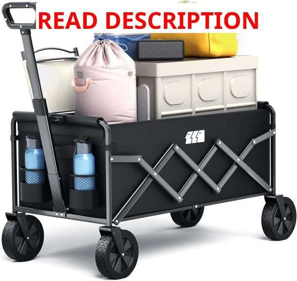 Collapsible Foldable Wagon, Foldig Wagon with Wheel Heavy Duty with 180lbs Weight Capacity Lightweight Utility Camping Cart for Groceries Garden Beach Sports Fishing (Black) image