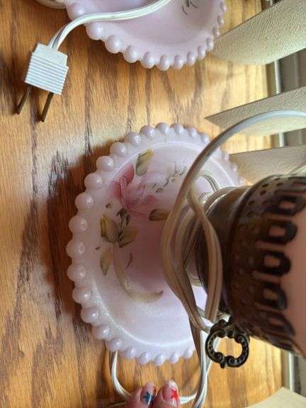 Pair of Pink Floral Table Lamps