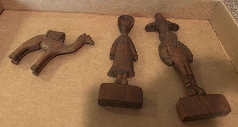 Hand Carved Wooden Figures - Camel & People