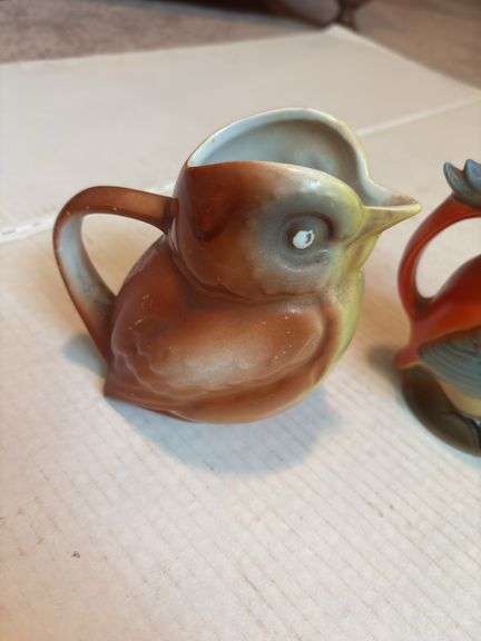 Set of Four Bird Themed Creamer Pitchers