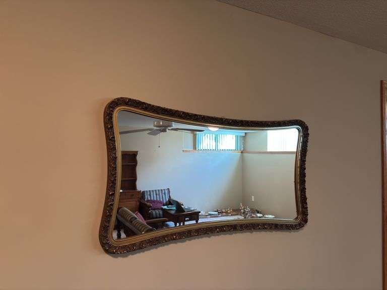 Ornate Gold Tone Framed Wall Mirror