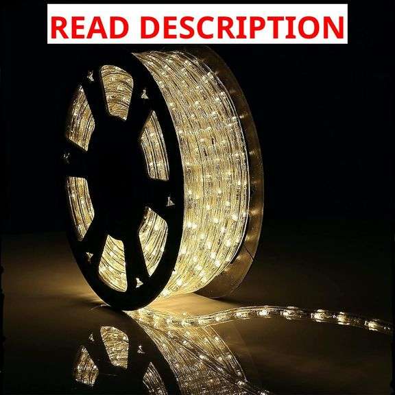 100Ft Warm White LED Rope Lights, Waterproof Indoor/Outdoor String Lights, Cuttable, 1080 LEDs Rope Lights for Outside, Modern Style, Christmas & Halloween Decorations