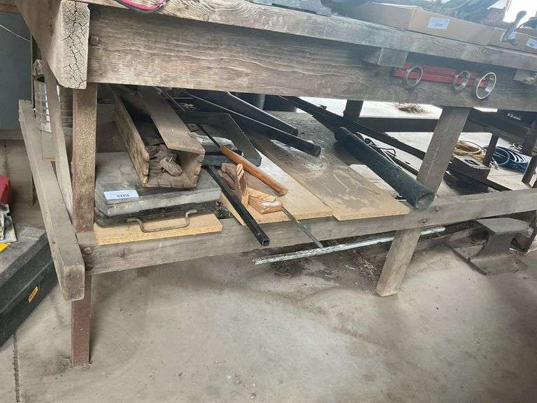 Wood, Angle Iron, Misc under work bench, carpenter box image