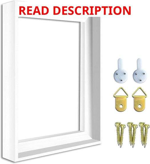 Floater Frame for Finished Canvas 1.25" Depth Custom Floater Frame Kit for Stretched Canvas Picture Oil Paintings Artwork Canvas Floating Frame Wall Art Decor Finished Canvas 16"x20" White 16 in x 20 in image